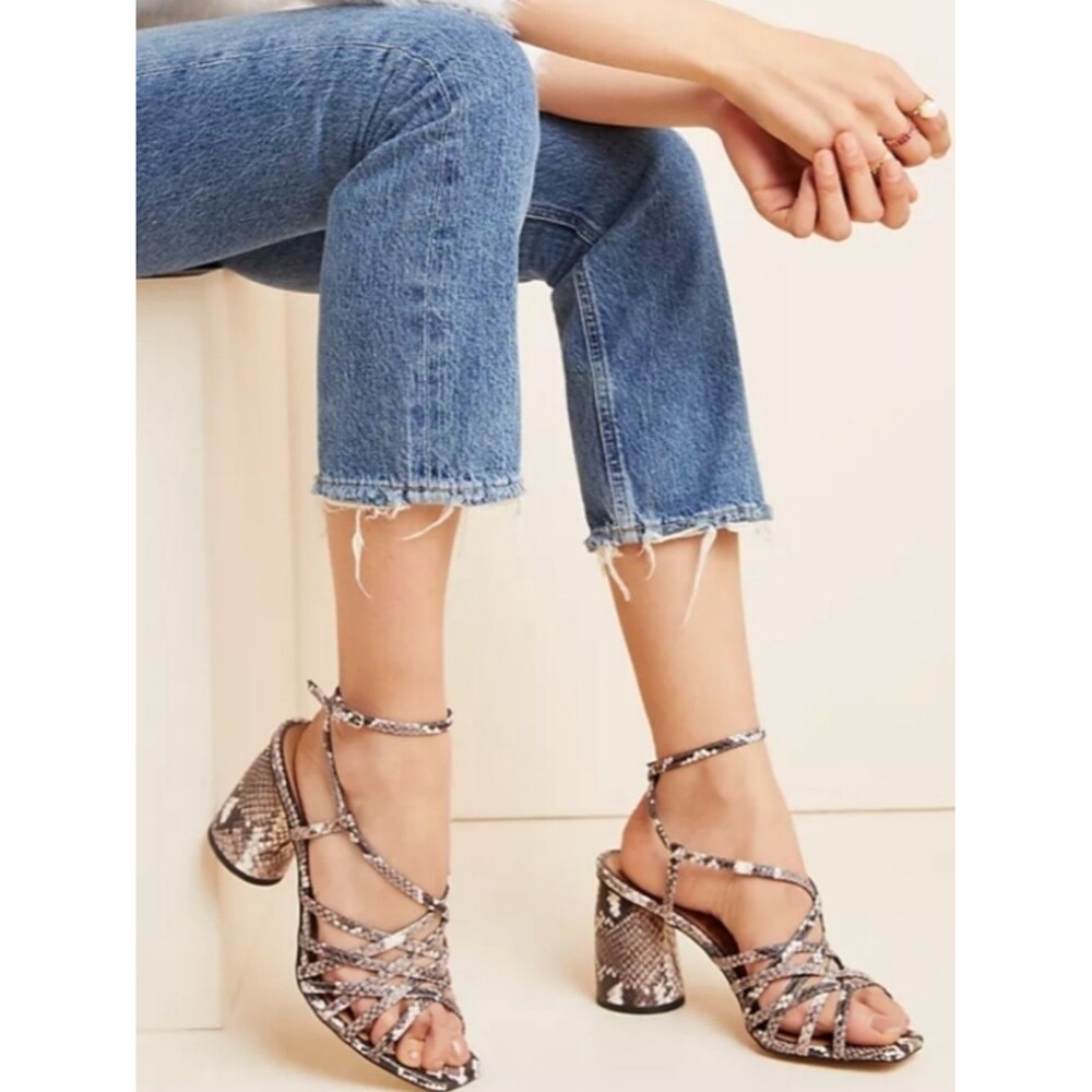 Sam Edelman Braided Metallic Snakeskin Strappy Heel Sandals